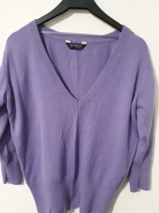 Jersey mujer cuello pico morado
