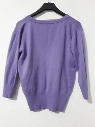 Jersey mujer cuello pico morado