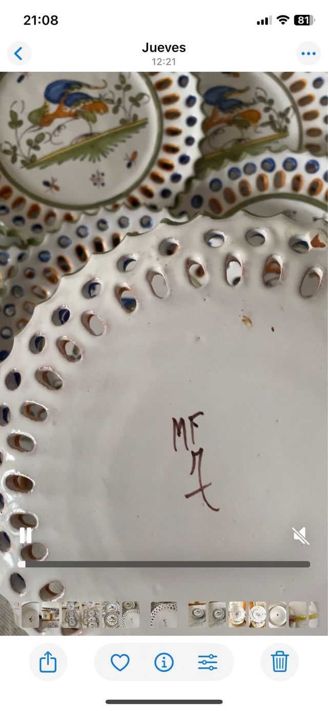 Lote cerámica estilo Moustiers pintada a mano (MF)