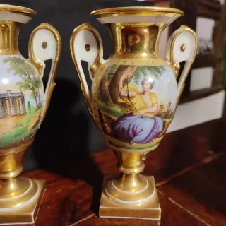 Pareja antiguo jarron porcelana estilo viejo París