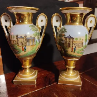 Pareja antiguo jarron porcelana estilo viejo París