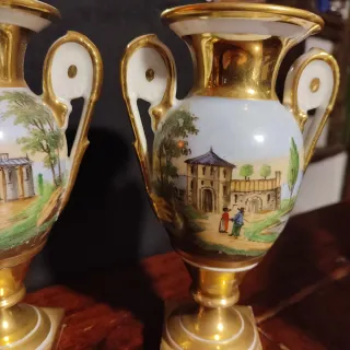 Pareja antiguo jarron porcelana estilo viejo París
