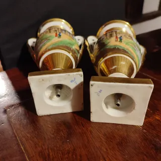 Pareja antiguo jarron porcelana estilo viejo París