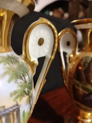 Pareja antiguo jarron porcelana estilo viejo París