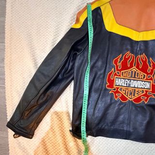 Chaqueta Cuero Moto Harley Davidson Naranja/Negro