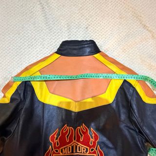 Chaqueta Cuero Moto Harley Davidson Naranja/Negro