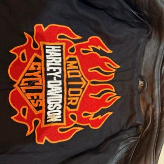 Chaqueta Cuero Moto Harley Davidson Naranja/Negro