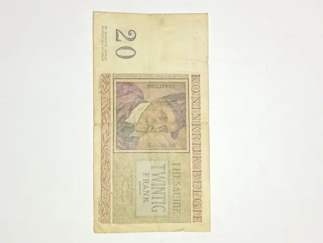 Billete 20 Francos Bélgica Koninrijk Belgie