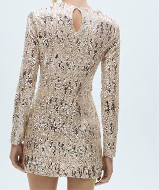 Vestido de fiesta lentejuelas plateadas Talla S