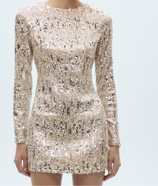 Vestido de fiesta lentejuelas plateadas Talla S