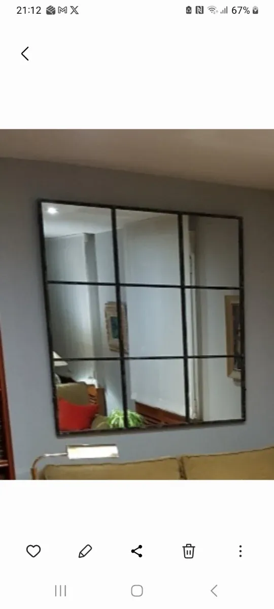 Espejo de cuarterones hierro y cristal