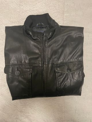 Chaqueta Cuero Zara Hombre Negra