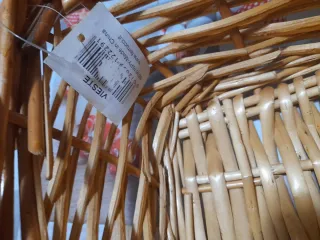 Cesto decorativo in vimini e legno 50x40x12cm