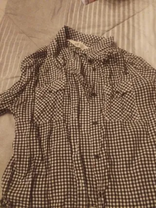 Camisa H&M cuadros blanco y negro