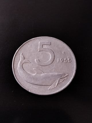5 Lire 1955 Delfino Italia