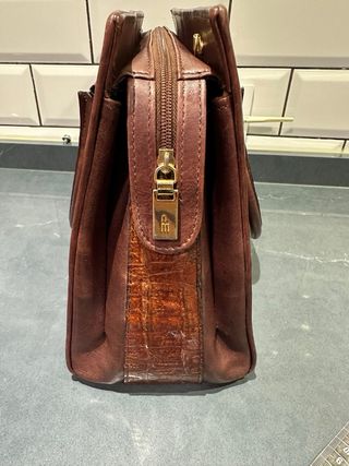 Bolso Piel Cocodrilo Bol Perdix Marrón