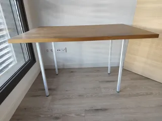 Mesa madera patas metal 120x80x73 cm