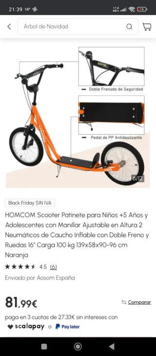 Scooter Naranja +5 Años