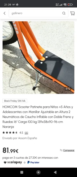 Scooter Naranja +5 Años