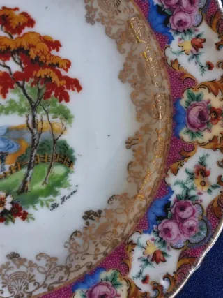 Plato de porcelana inglesa decorado