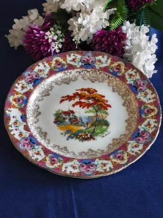 Plato de porcelana inglesa decorado