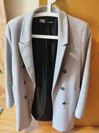 Abrigo paño gris Zara Talla S