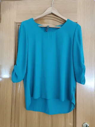 Blusa verde azulado manga 3/4