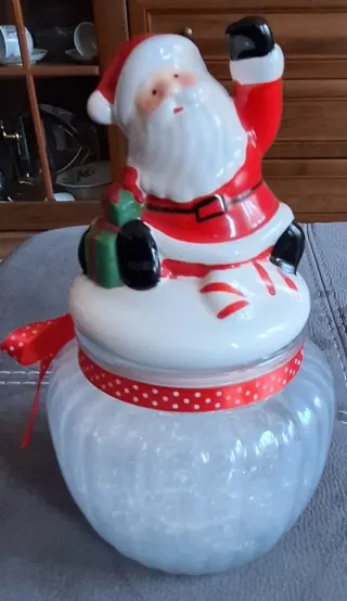 Portabiscotti Natale Babbo Natale Ceramica Vetro