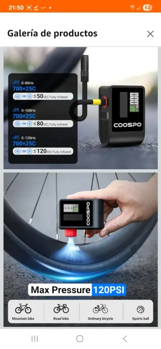 COOSPO AP-B1 Inflador Bicicleta Portátil