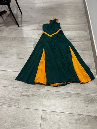 Vestido largo verde y amarillo