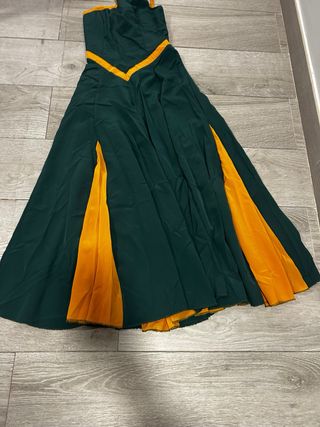 Vestido largo verde y amarillo