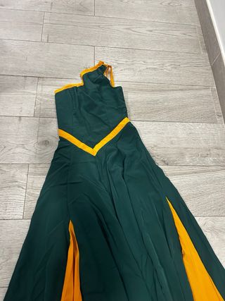 Vestido largo verde y amarillo