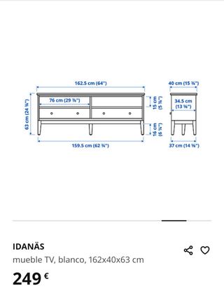 Mueble TV IDANÄS Blanco Ikea
