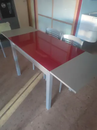 Mesa de cristal negra y gris