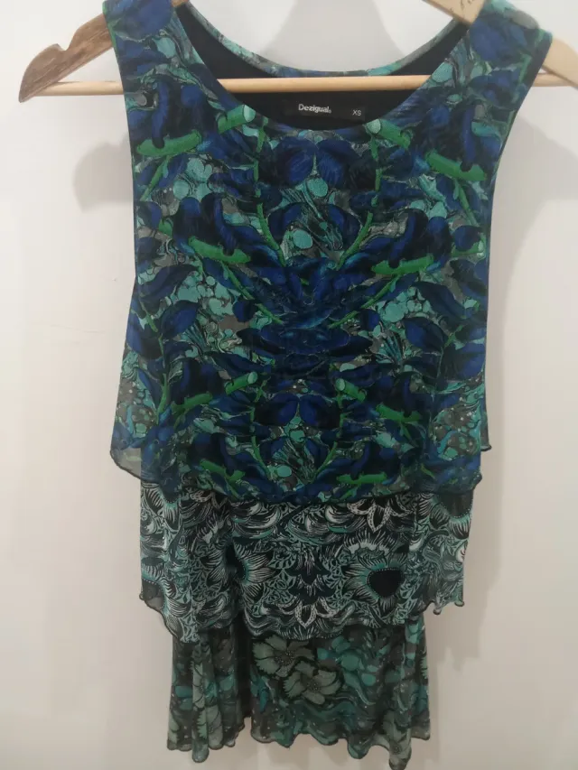 Vestido Desigual Azul y Verde Talla XS