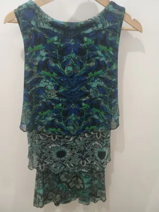 Vestido Desigual Azul y Verde Talla XS