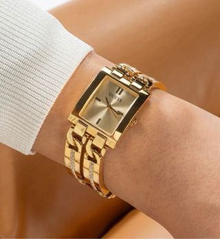 Reloj Guess GW0668L2 acero y correa dorada nuevo