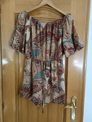 Vestido falda-pantalón estampado paisley