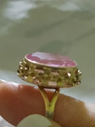 Anillo Victoriano Gema Rosa de francia Oro 18kilat