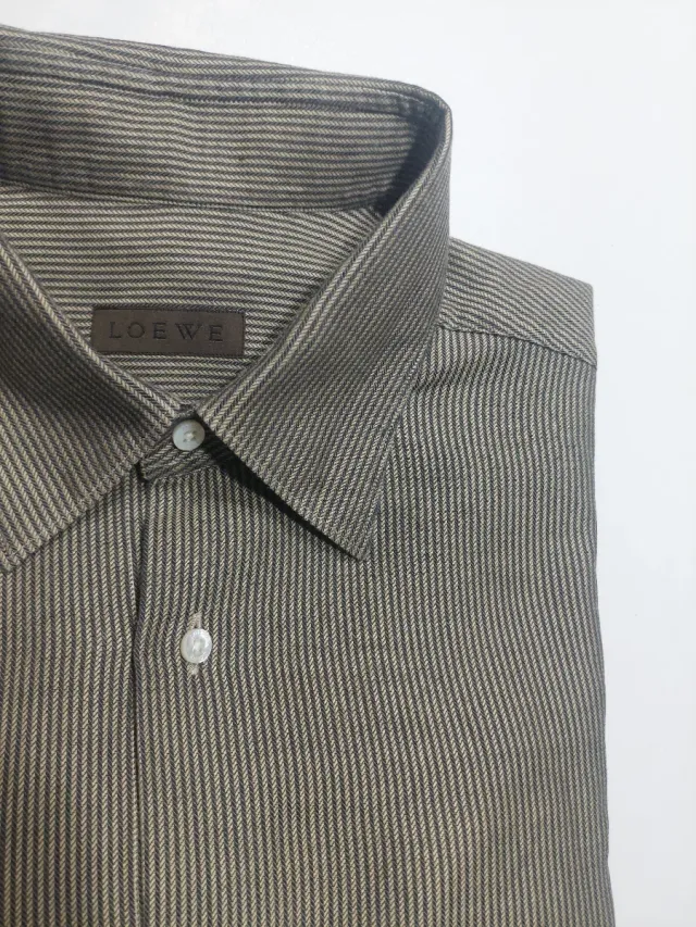 Camisa Loewe Tamanho 44 Listrada Marrom/Cinza