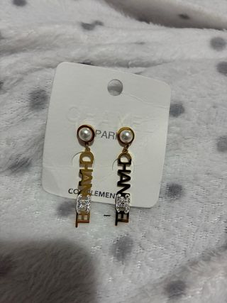 Pendientes Chanel Dorados Perla y Cristal