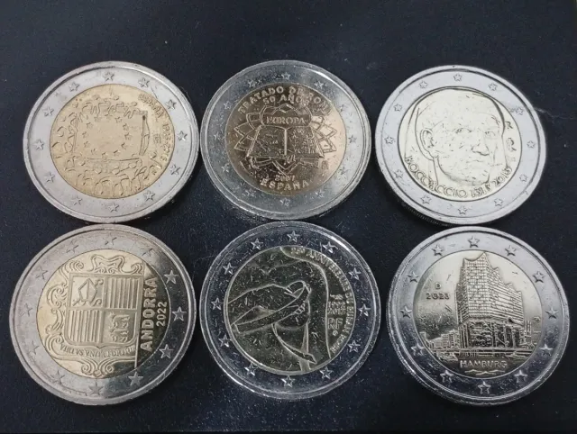 Lote 6 monete commemorative da 2 euro