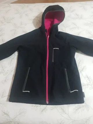 Chaqueta Polar Negro con Forro Rosa 12años