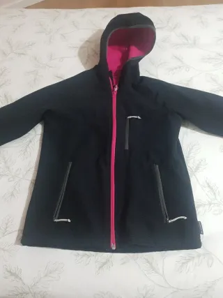 Chaqueta Polar Negro con Forro Rosa 12años