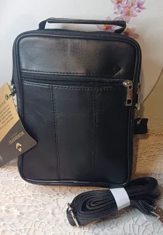 Bolso Piel Bandolera Hombre Negro