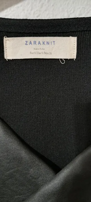 Cárdigan Zara Negro Piel Sintética