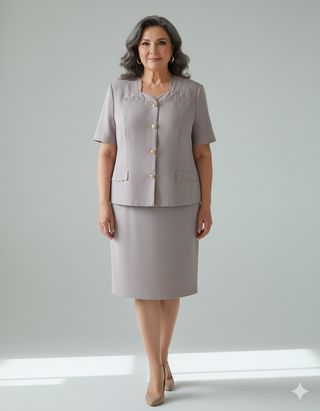 Conjunto de falda y chaqueta gris