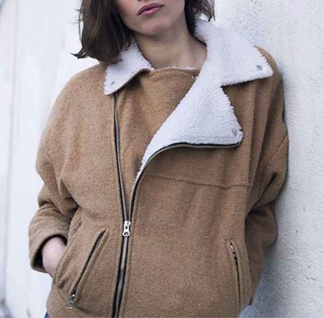 Chaqueta borrego marrón y blanco