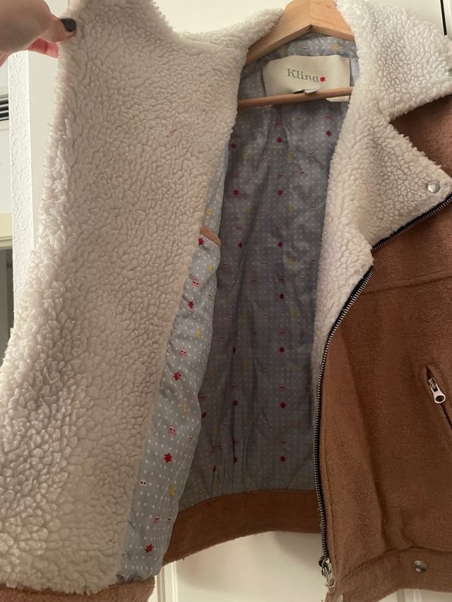 Chaqueta borrego marrón y blanco