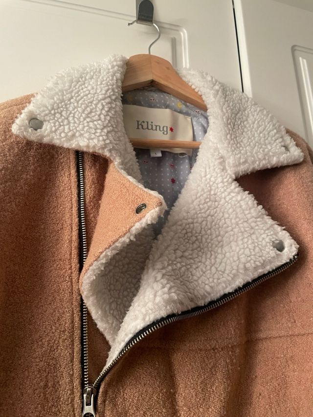 Chaqueta borrego marrón y blanco